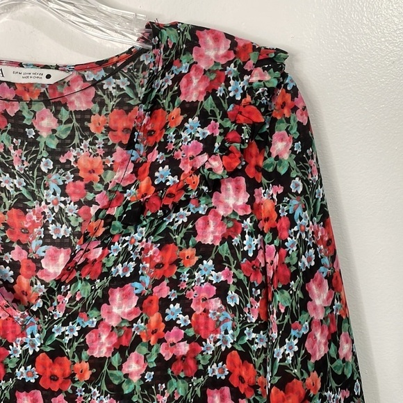 Zara Floral Peasant Tiered Midi Maxi Dress Size M - Picture 4 of 6